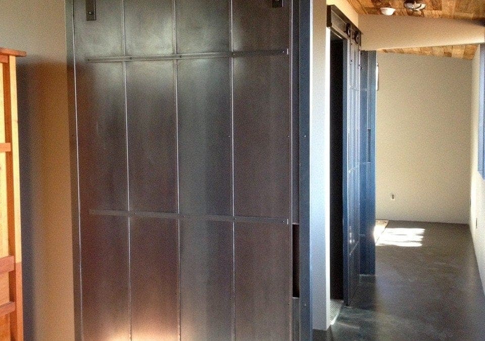 Sliding Door and Mushroom Wood Ceiling