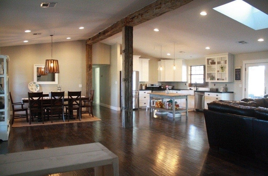Reclaimed Barn Wood Beams for Remodeled Kitchen