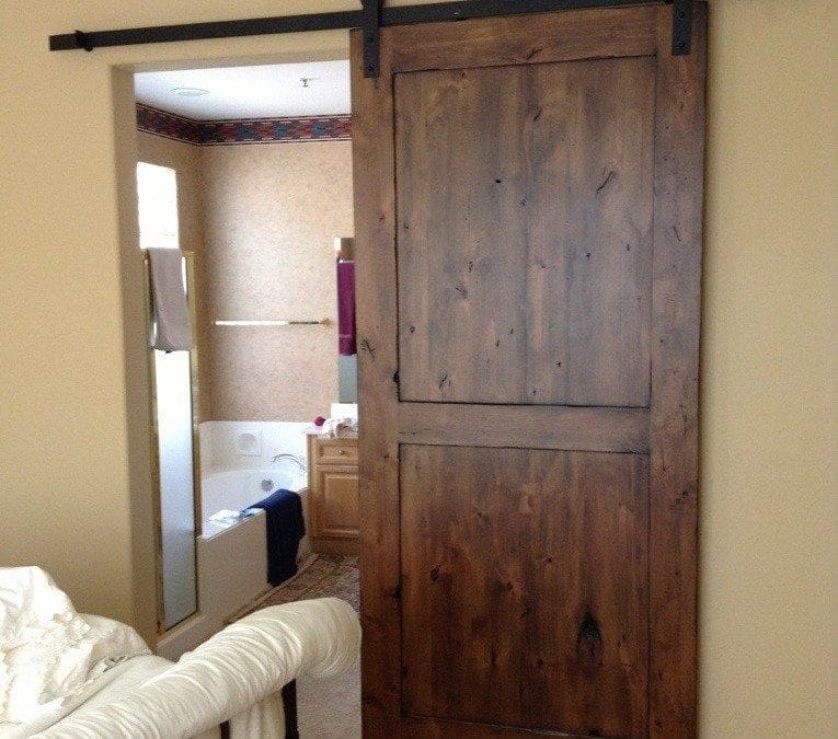 Distressed Knotty Alder Sliding Barn Door