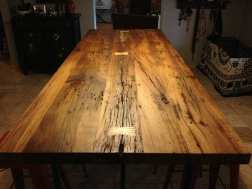 Reclaimed White Oak Table with Butterfly (Bowtie) Inlays