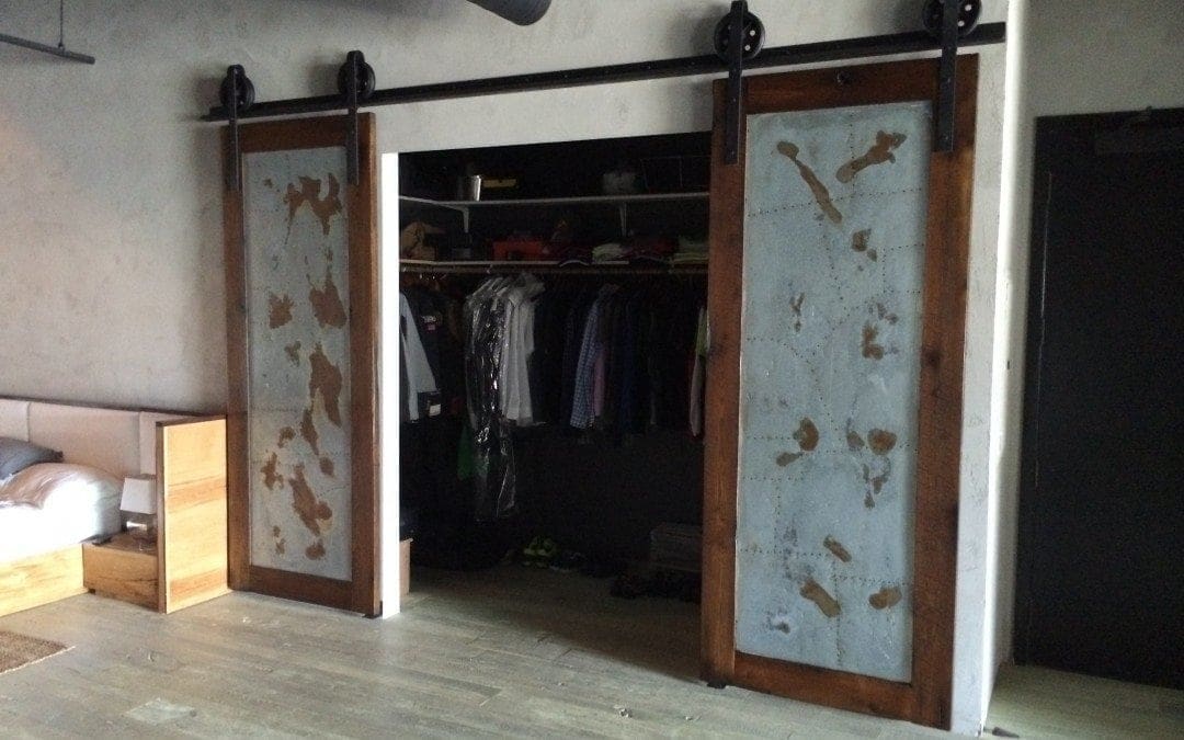 Reclaimed Oak/Ash and Patina Galv Sliding Doors