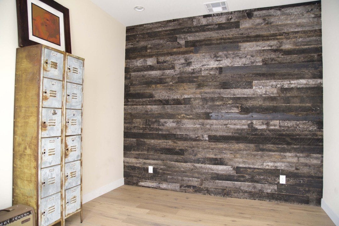 Reclaimed Speckled Black Wood Wall Covering