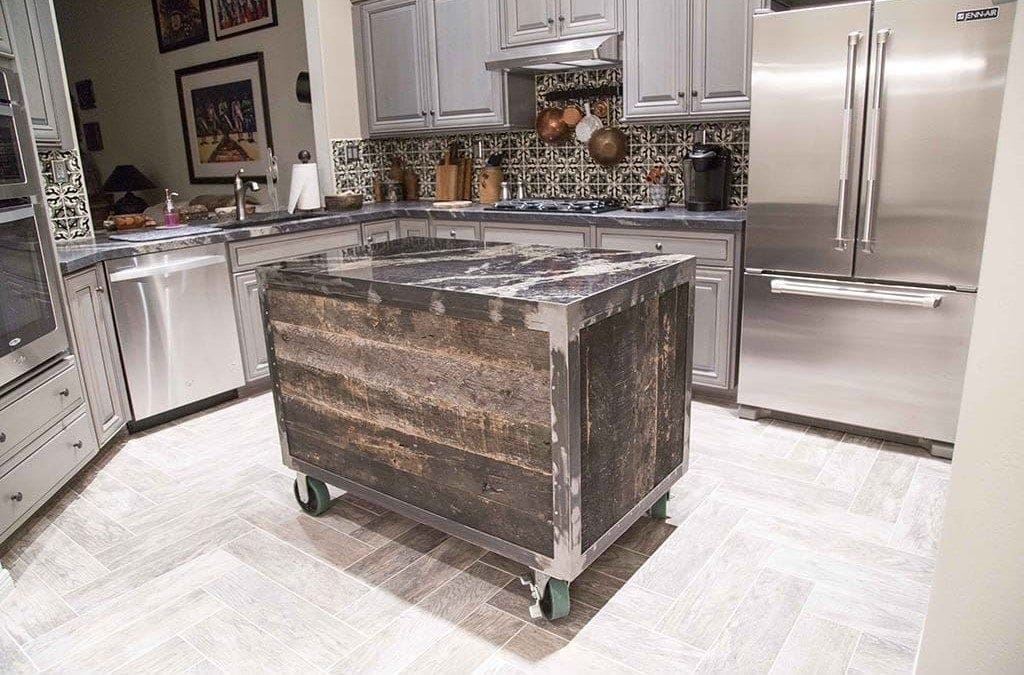 Speckled Black Rolling Kitchen Island