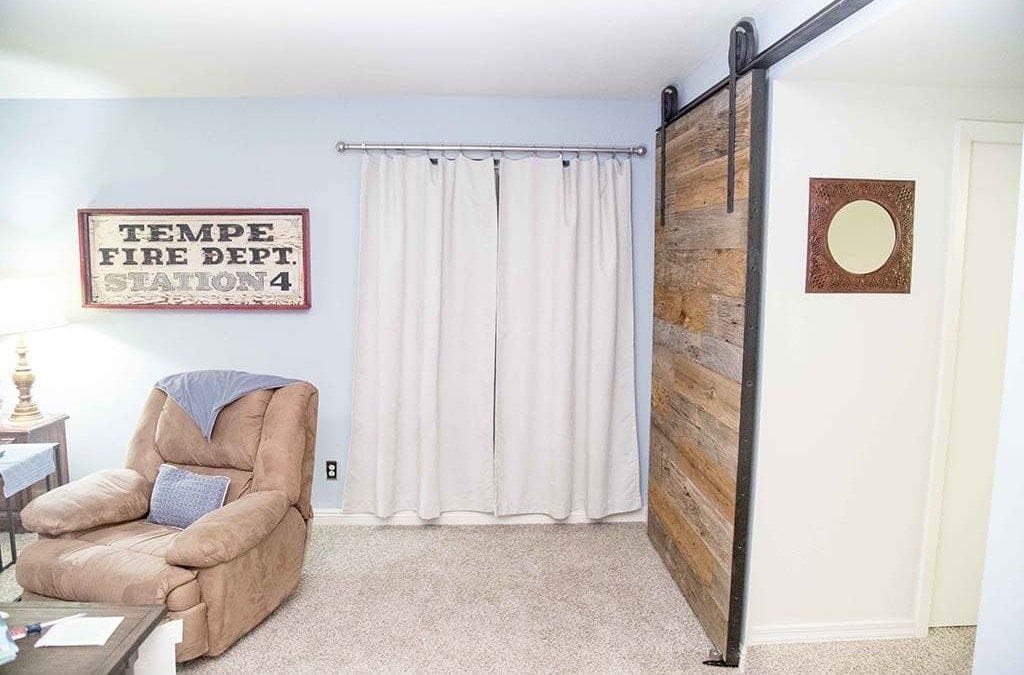 Mixed Chestnut and Mushroom Wood Sliding Barn Door