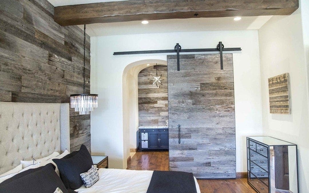 Tobacco Barn Grey Sliding Barn Door w/ Hand Forged Live-Oak Handle