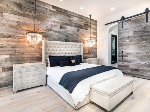 Tobacco Barn Grey Wood Wall Covering – Master Bedroom