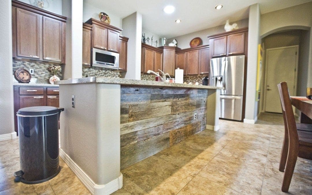 Tobacco Barn Grey Kitchen Island Wood Wall Covering