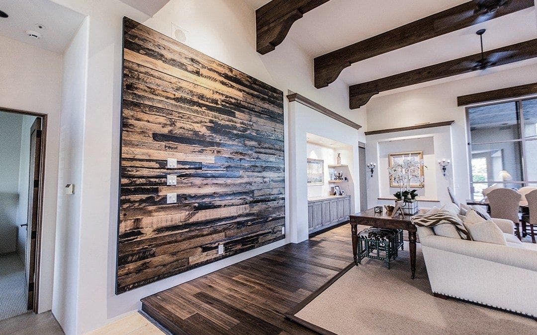 Floating Reclaimed Wood Wall