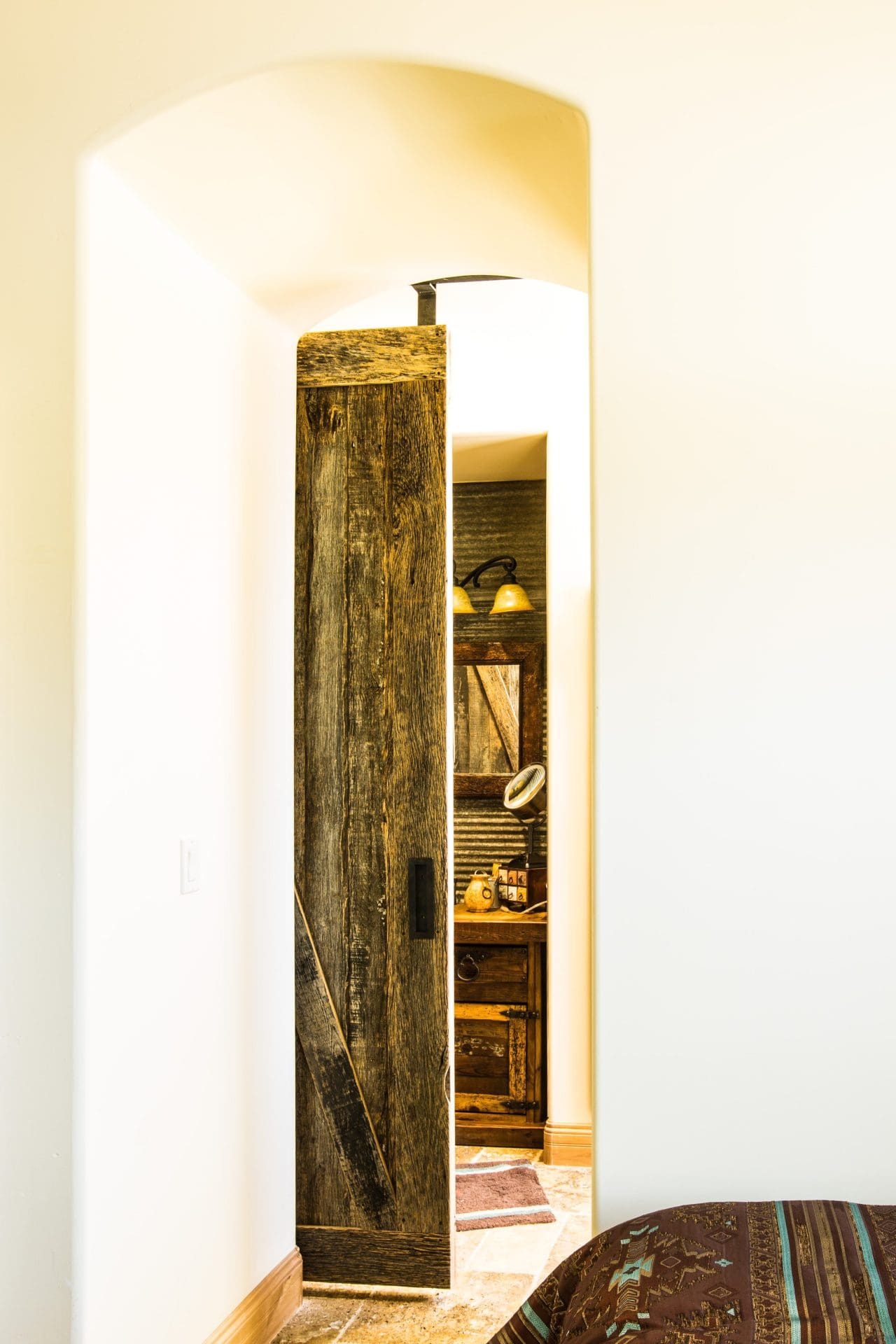 Corrugated Bathroom Wall & Sliding Barn Door