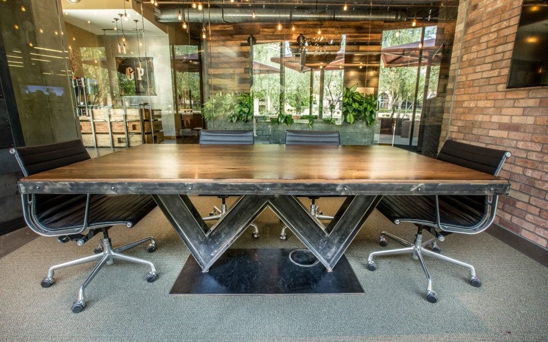 Reclaimed White Oak “W” I-Beam Conference Table