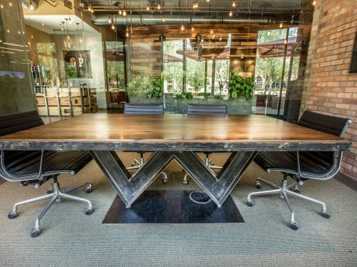 Reclaimed White Oak “W” I-Beam Conference Table
