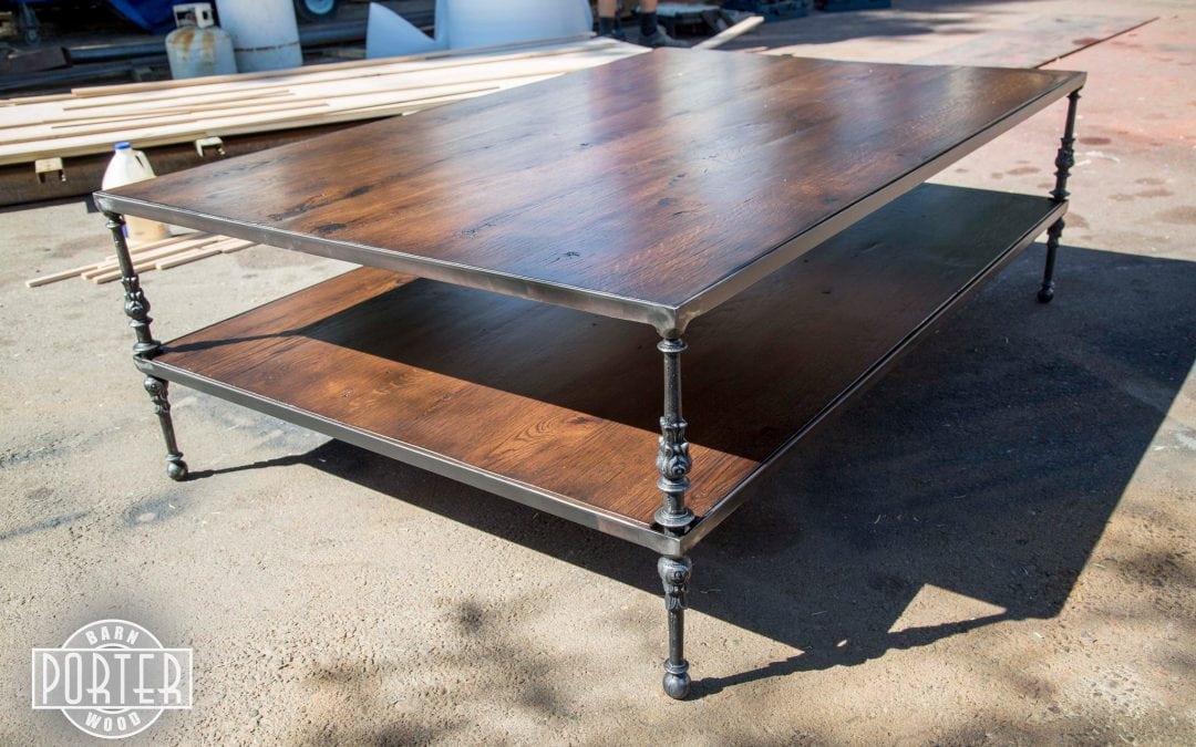 Reclaimed Oak and Steel Coffee Table with Shelf