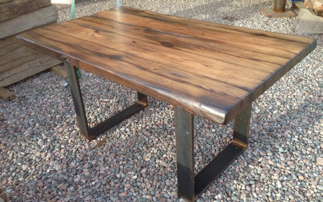 American Chestnut Table with Modern Steel Base