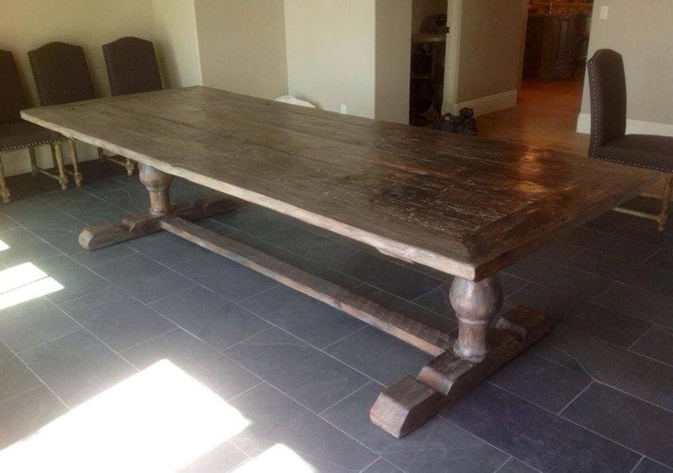 Greywash Reclaimed Wood Trestle Table