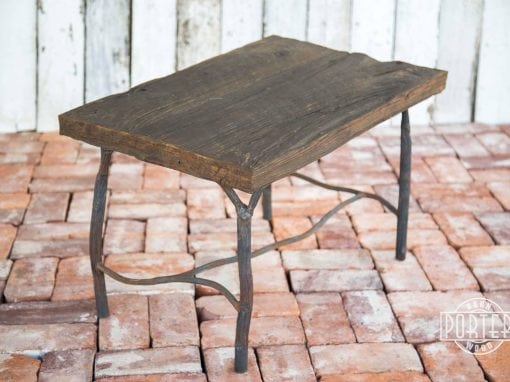 Mushroom Wood End Table with Organic Steel Base