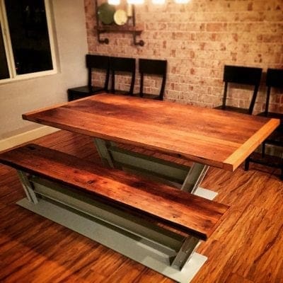 Powder Coated Industrial Dining Table | Porter Barn Wood