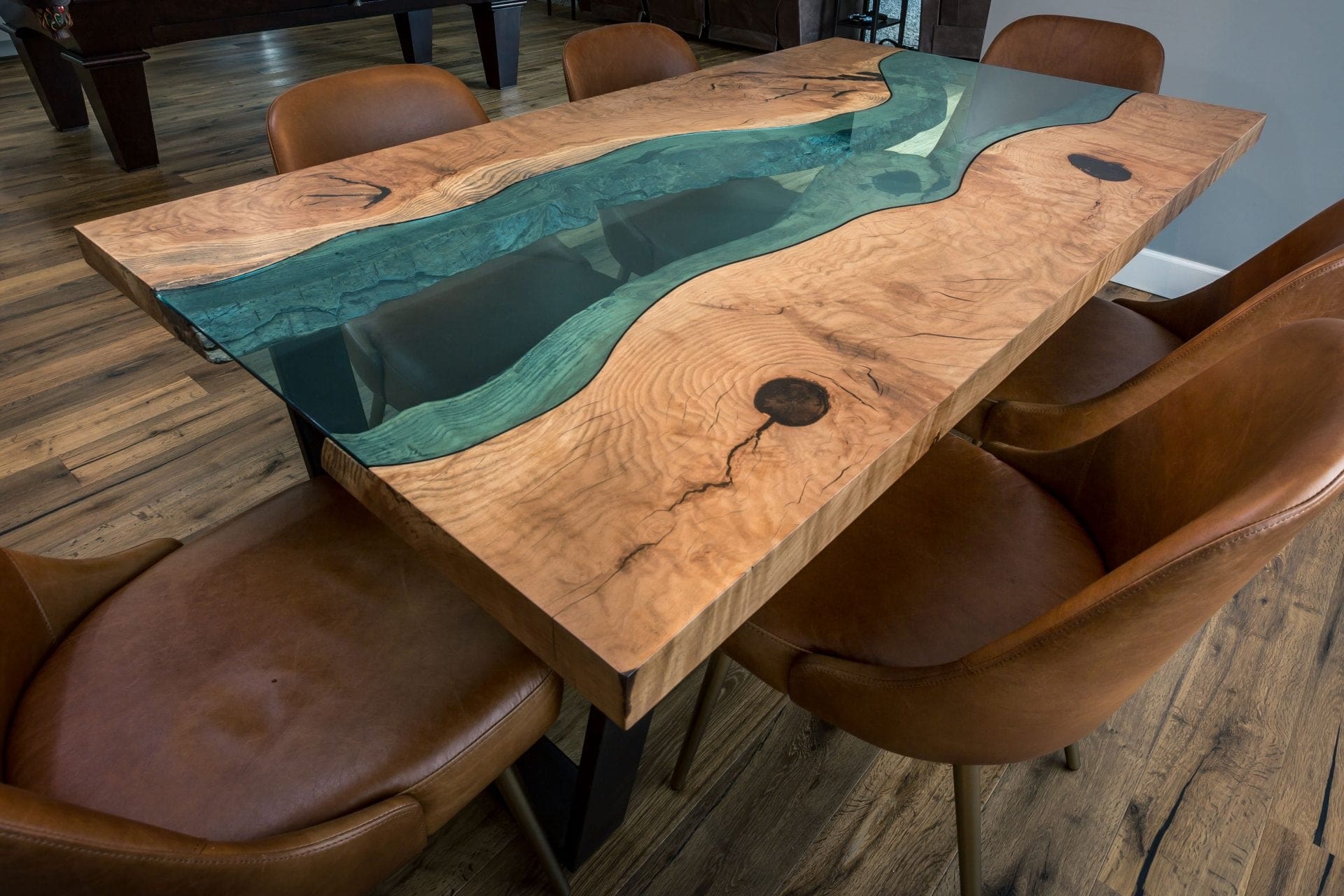 Blue Glass Live Edge Porter Barn Wood