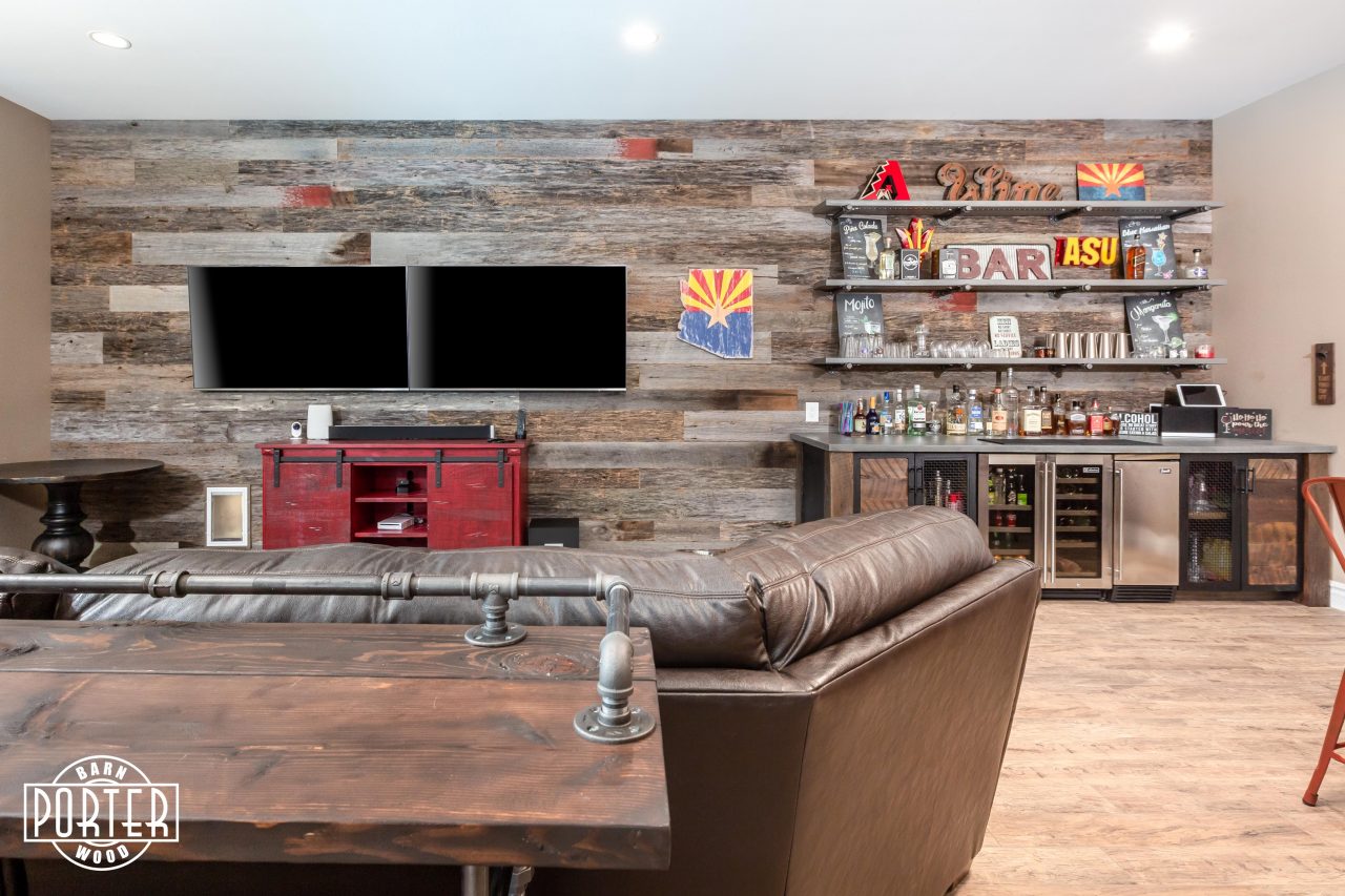 Custom Bar & Reclaimed Wood Wall Porter Barn Wood