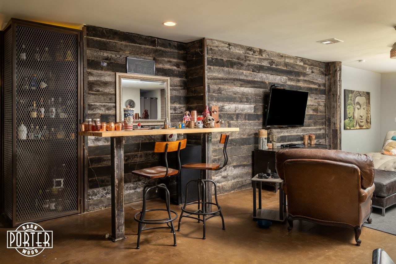 Modern Industrial Living Room Wall | Porter Barn Wood