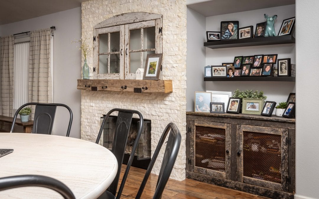 Mantel, Faux Window & Cabinet