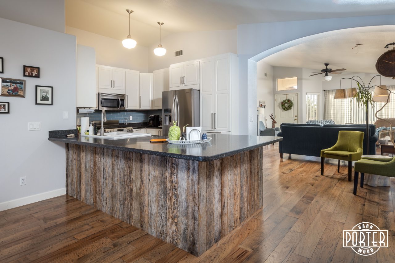 Tobacco Grey Kitchen Island Wrap Porter Barn Wood