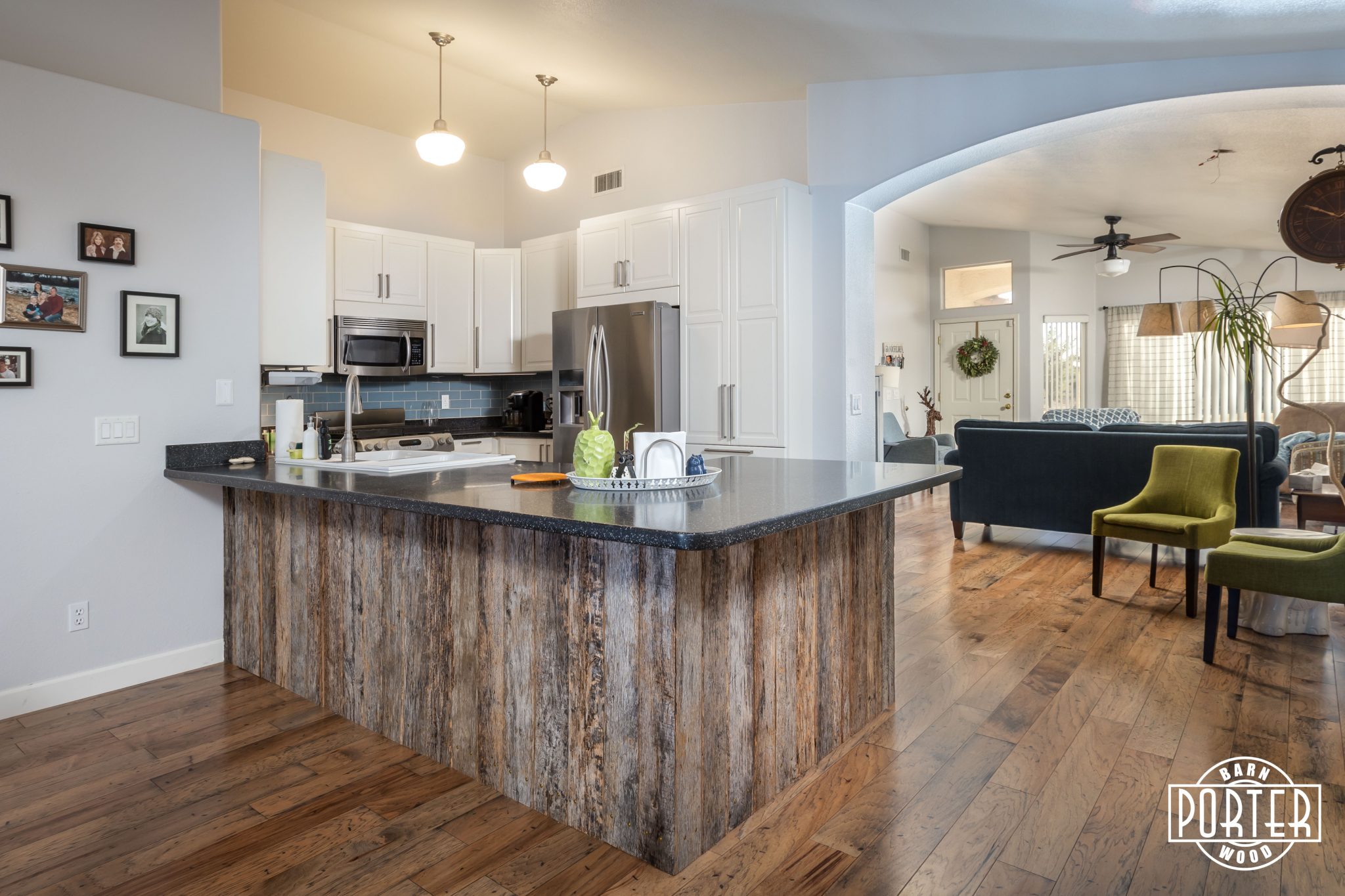 Tobacco Grey Kitchen Island Wrap Porter Barn Wood