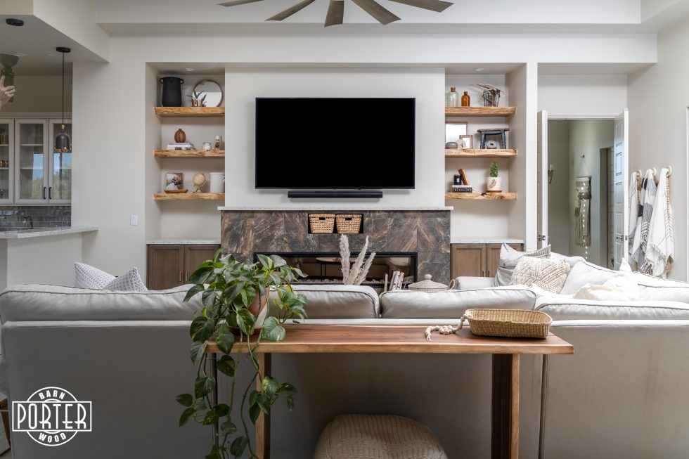 Live Edge Living Room Shelves | Porter Barn Wood