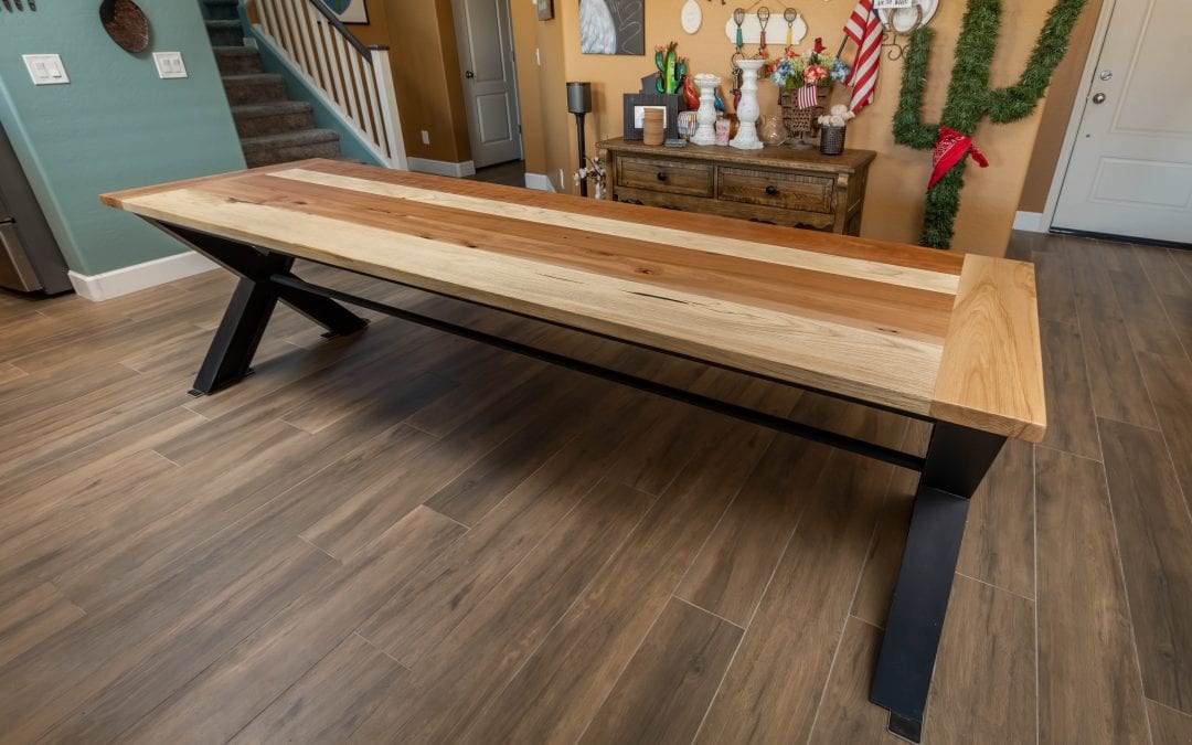 Mixed Hardwood & “X” Steel Base