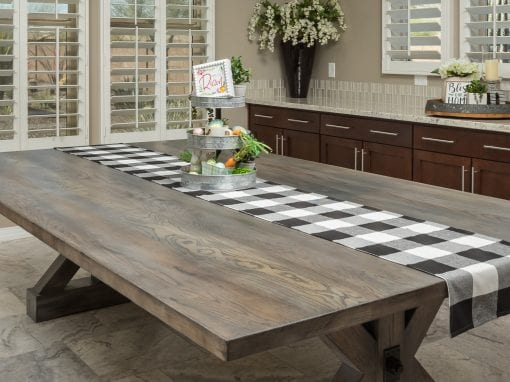 Grey Washed Mixed Hardwoods Trestle table