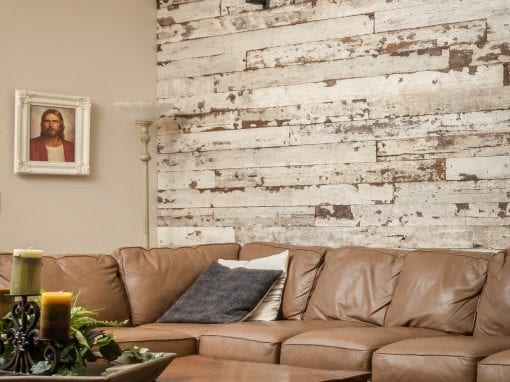 Family Room Reclaimed Wood Wall