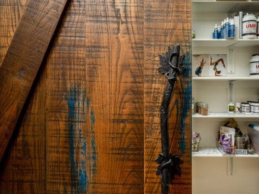 Hints of Blue Sliding Pantry Door