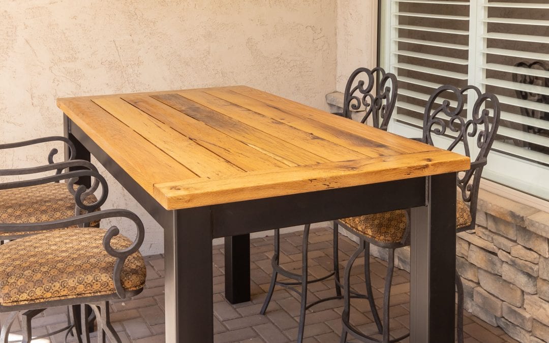 Steel Base & Mixed Hardwoods Hightop Table