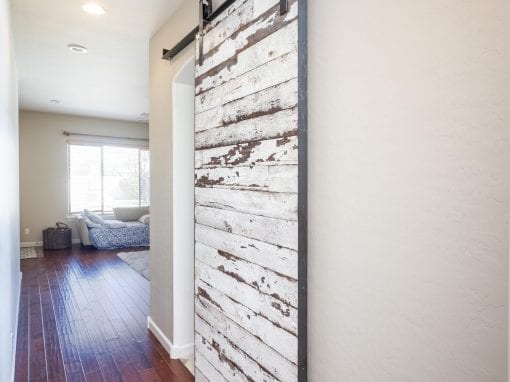 Speckled White Master Bedroom Sliding Door