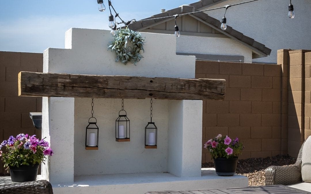 Outdoor Faux Fireplace Reclaimed Mantel