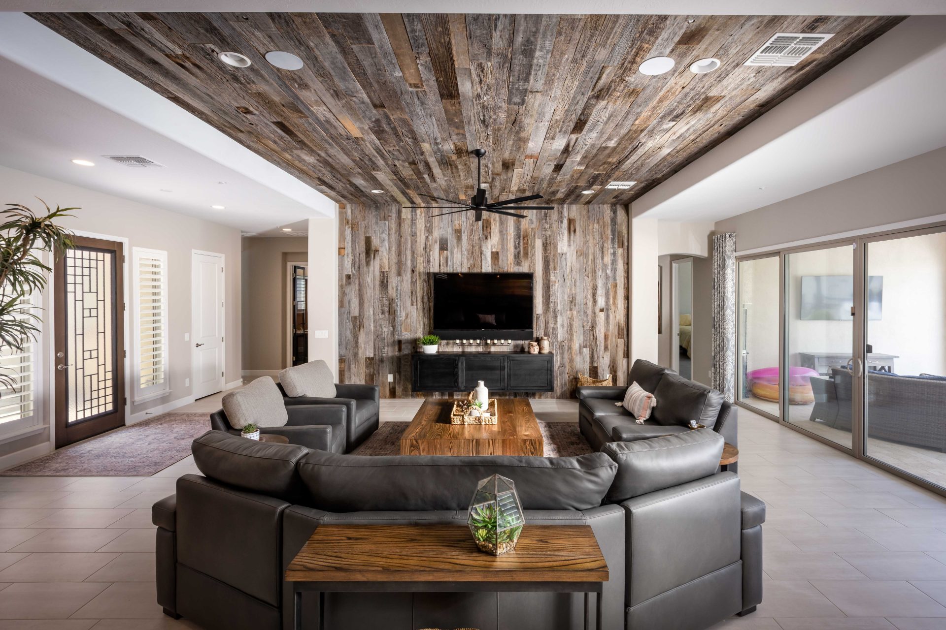 TBG Waterfall Ceiling & Floating Cabinet | Porter Barn Wood