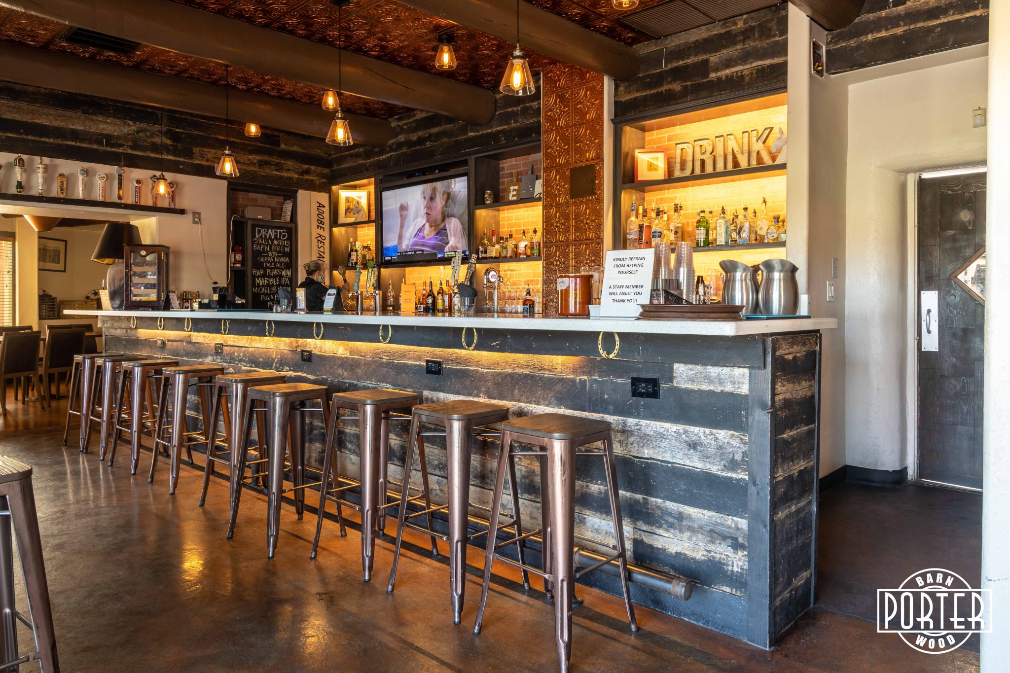 The Adobe Restaurant - Speckled Black Bar Top | Porter Barn Wood