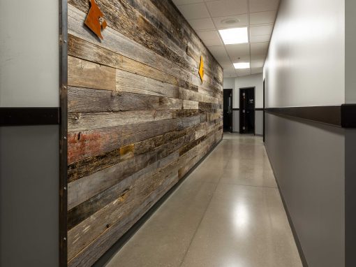 Cardinal Glass Production Floor WITH TOBACCO BARN GREY RECLAIMED WOOD
