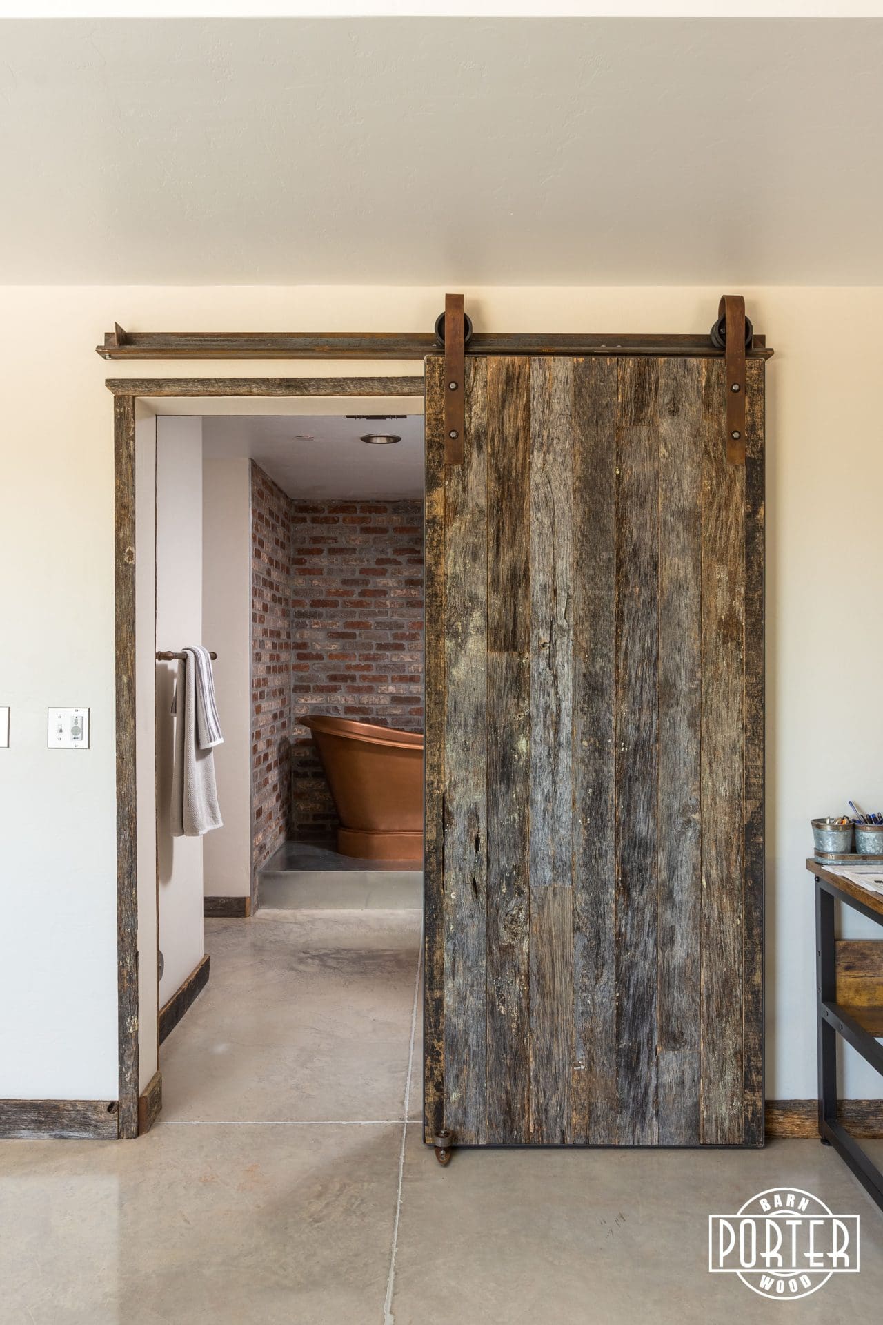 Master Bathroom Sliding Doors | Porter Barn Wood