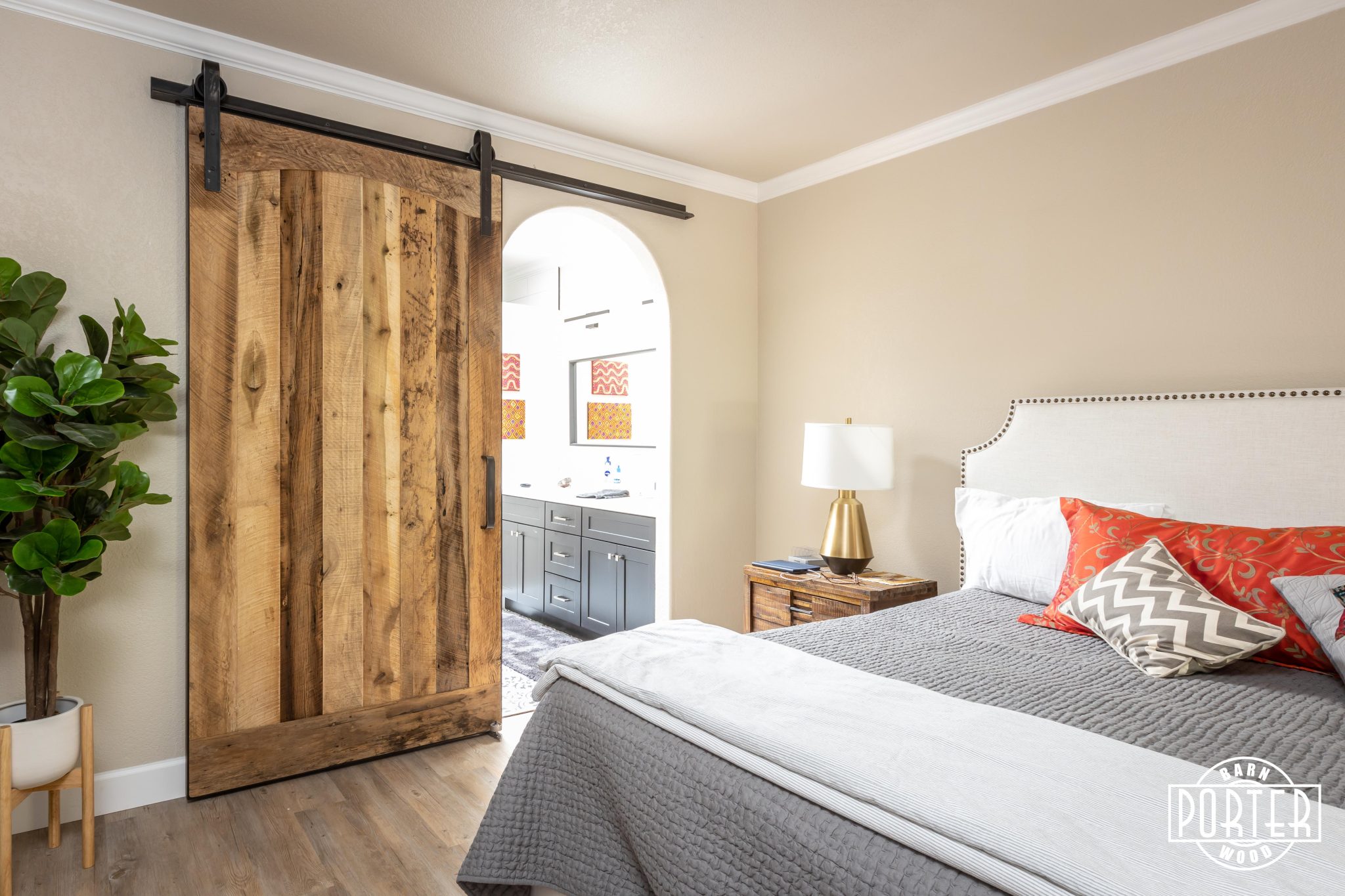 Reclaimed Wood Master Bedroom Sliding Door Porter Barn Wood