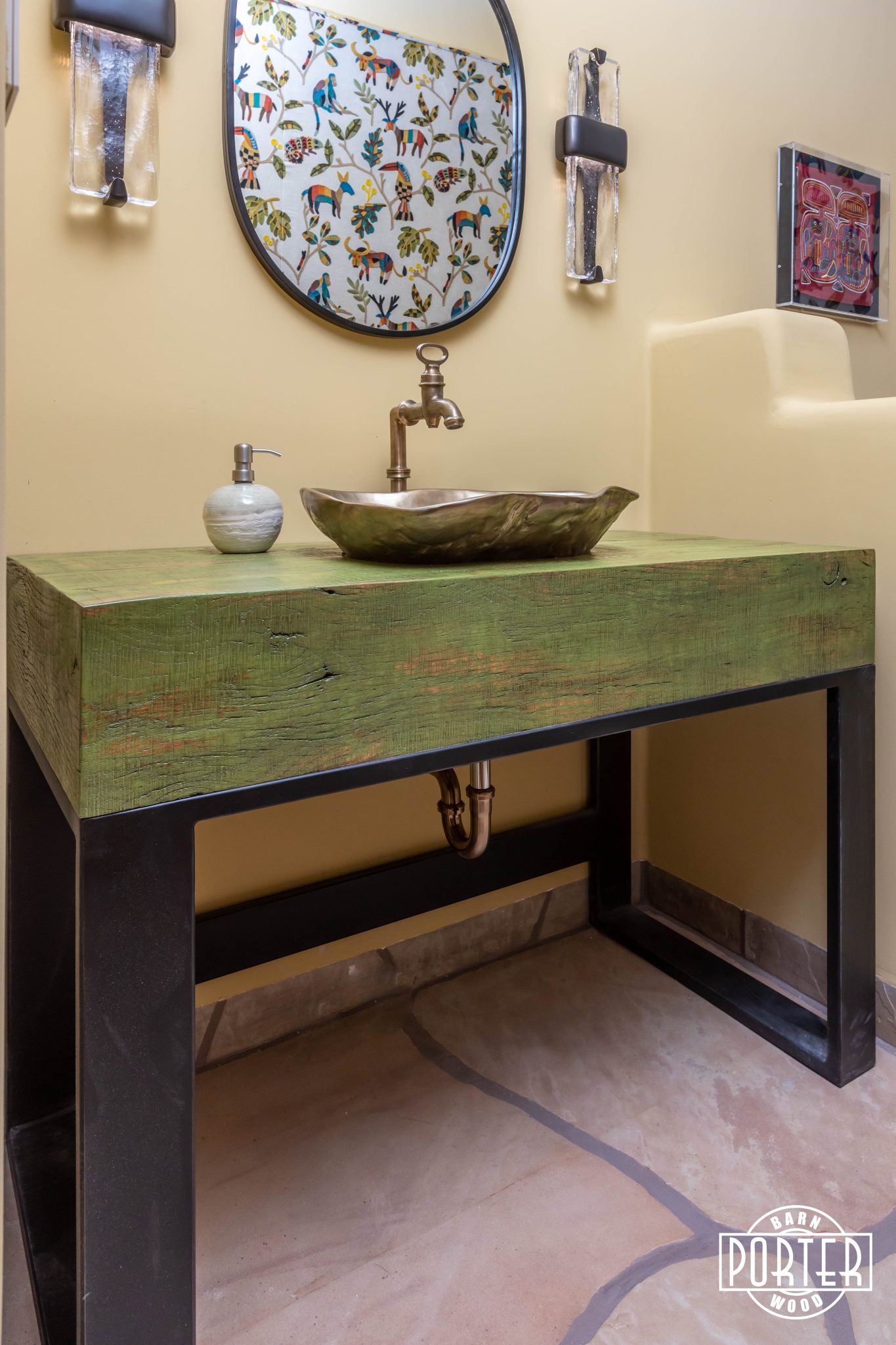 Custom Finish Oak Vanity Top & Base Porter Barn Wood
