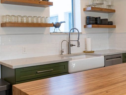 Butcher Block Table and Shelves