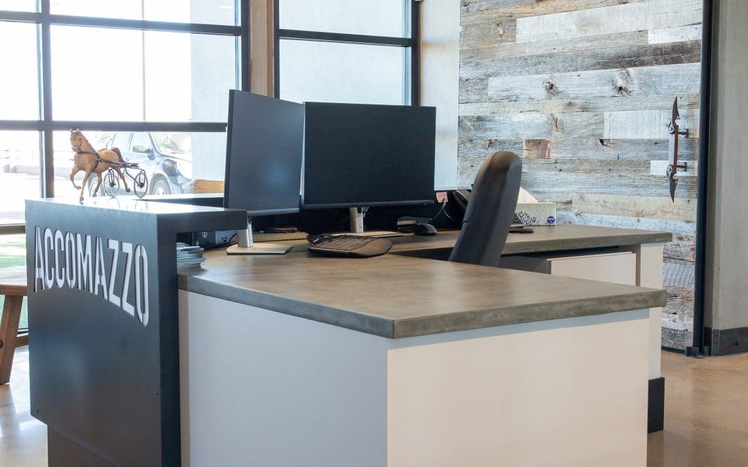 Concrete and Metal Reception Desk