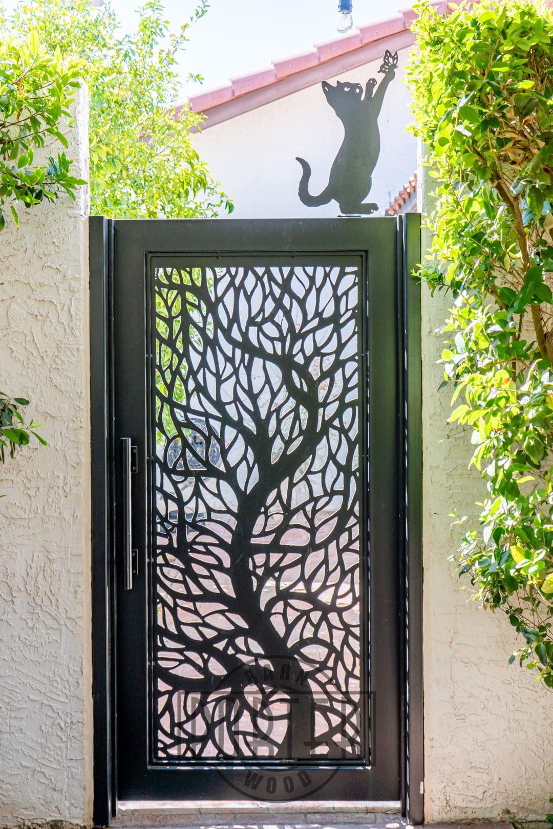 Steel Garden Gate with Cat Embellishment