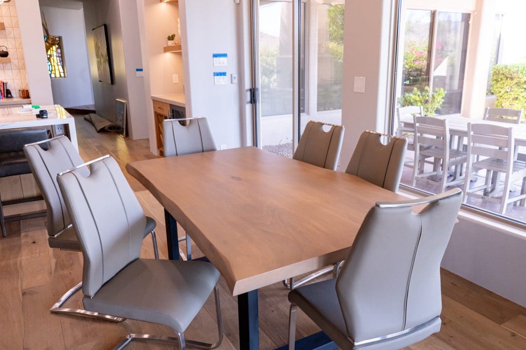 Poplar Dining Table with steel base