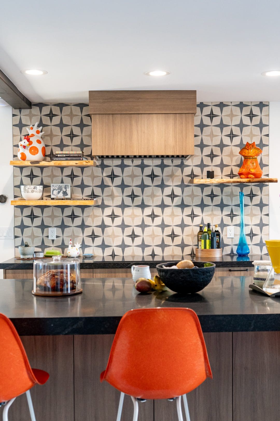 Open Mesquite kitchen shelving