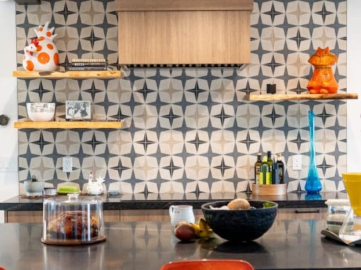 Open Mesquite kitchen shelving